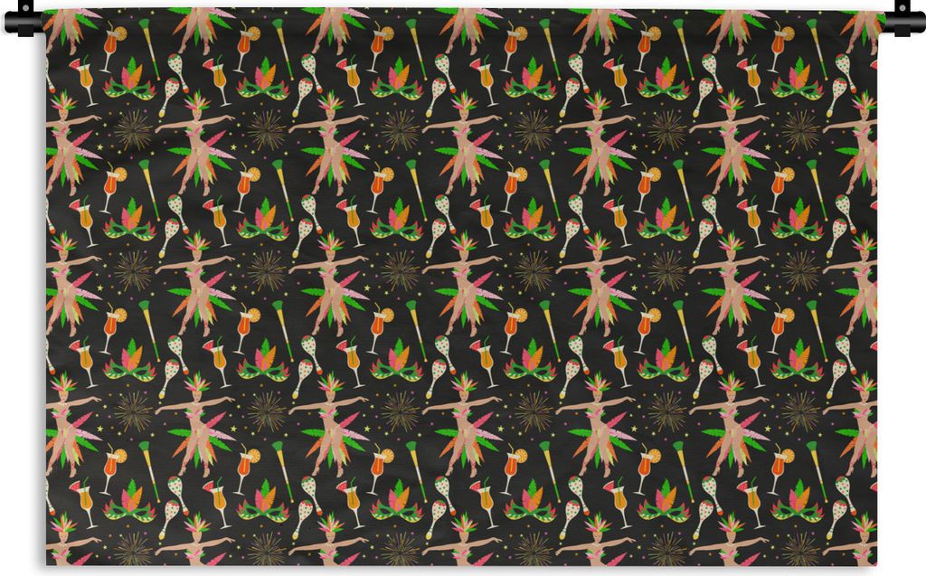 MuchoWow Wandteppich Wandbehang Brasilien - Karneval - Muster 120x80 cm Tapisserie Dekoration Wandtuch - Wanddekorationen - Wandtücher
