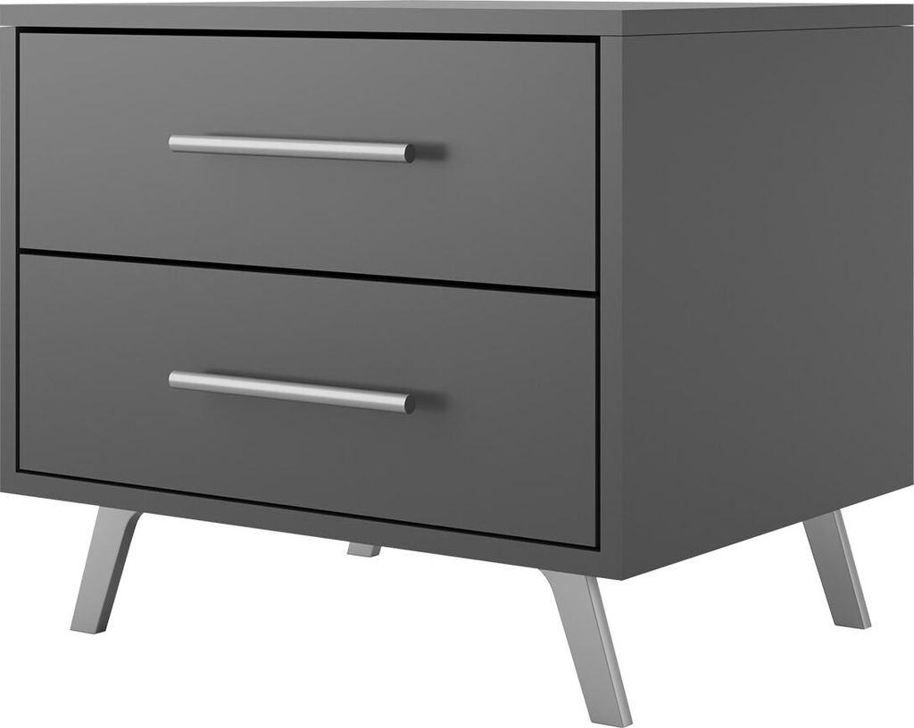 MIRJAN24 Nachttisch Tytus, Nachtschrank mit 2 Schubladen, Rollgleitschienen, Nachtkonsole (Farbe: Graphit)