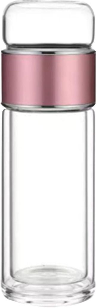 Doppelwandige Glas-Teeflasche, Teesieb, Trennung von Wasser und Tee, Heiß-/Kaltaufguss, loser Blatttee.