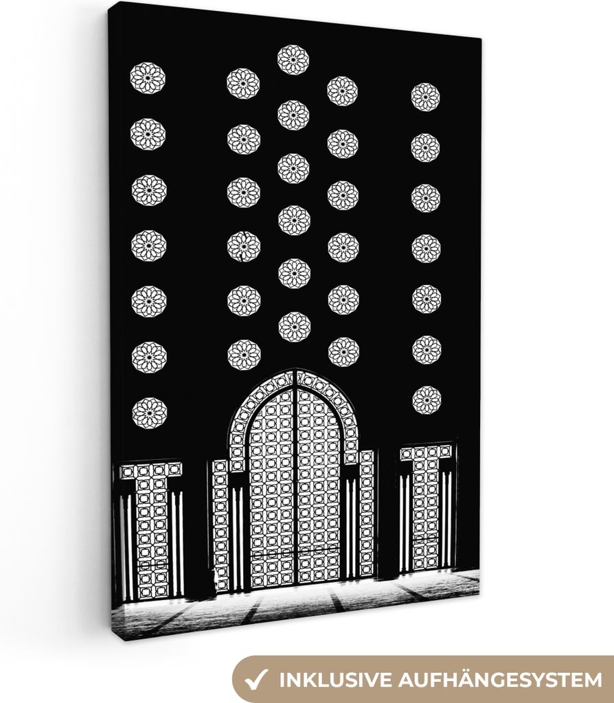 OneMillionCanvasses - Leinwandbilder - 90x140 cm, Architektur - Schwarz - Weiß - Muster, Wandbilder Kunstdruck Wanddekoration - Foto auf Leinwan...