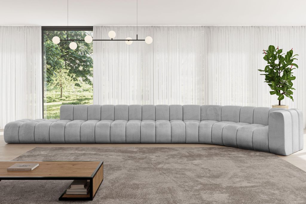 ALTDECOR Modulares Sofa Ecksofa in L-Form - Tilmo-L3 - 581x194x70 cm Grau - Corner modular Sofa Eckcouch Couch Wohnlandschaft Cauchsofa Bodensofa P...