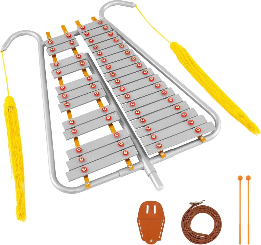 GOPLUS Glockenspiel Set, 29-notige Glocke Lyra mit Aluminiumtasten, verstellbare Länge, Taillengurt & Schlägel, Percussion Instrumenten Set für ...