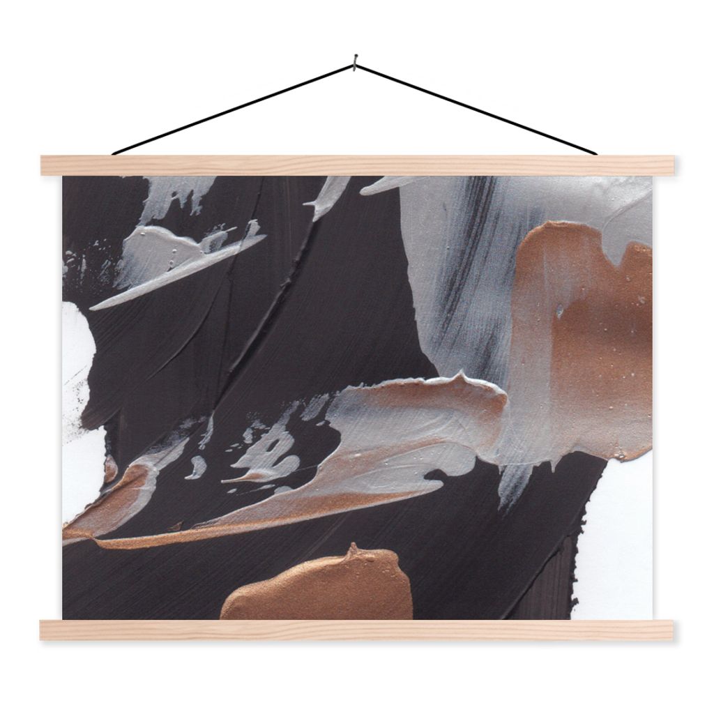 MuchoWow Textilposter Abstrakt - Farbe - Gold 60x45 cm mit holzfarbenen Rahmen - Bild