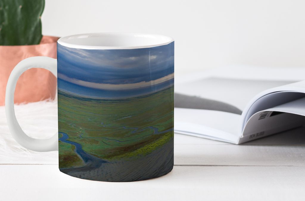 MuchoWow Tasse Kaffeetasse Kaffeebecher 350 ml Watteninseln - Wasser - Luft Teetasse - Fototasse - Becher - Keramikbecher - Teebecher - Kaffeetas...