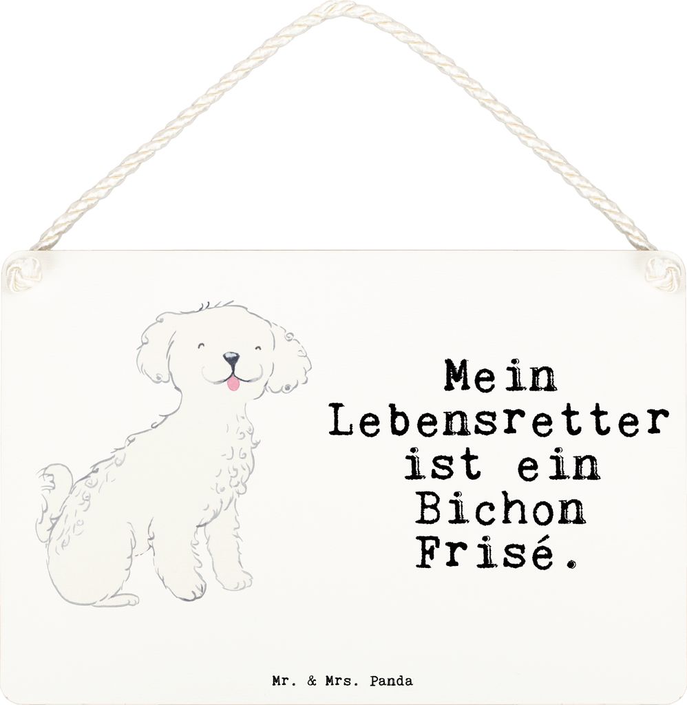 Mr. & Mrs. Panda Schild Bichon Frisé Lebensretter DIN A6 - Weiß - Geschenk, wandtafel, Wandbild Holz, wandhänger, Türschild, holzbild