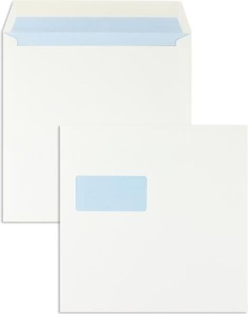 Briefumschläge 240x240mm 100g/qm gummiert Sonderfenster VE=250 Stück weiß