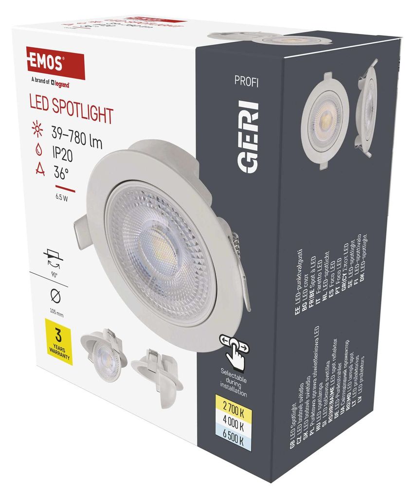 LED-Deckenspot GERI 6,5W 780LM IP20 CCT weiss