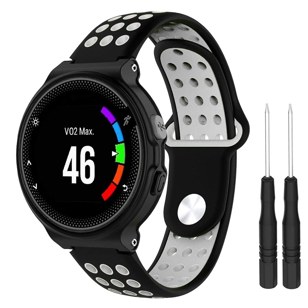 BStrap Silicone Sport Armband für Garmin Forerunner 235, black/light gray