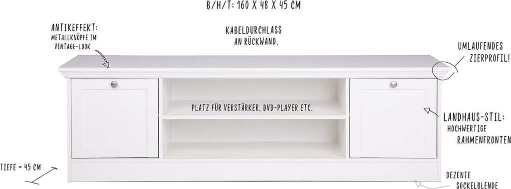 TV-Lowboard Unterschrank Fernsehtisch Sideboard HiFi Produktbild 10