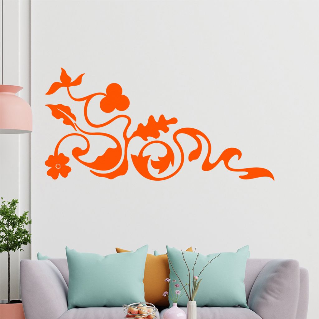 Eckeornament -Blüten - Planze Wandtattoo in 6 Größen - Wandaufkleber Wall Sticker - Dekoration, Küche, Wohnzimmer, Schlafzimmer, Badezimmer