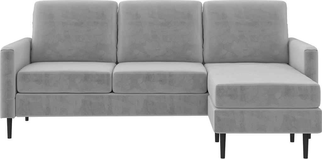 Dante | 3-Sitzer Sofa mit Chaise Lounge in Samt Hellgrau