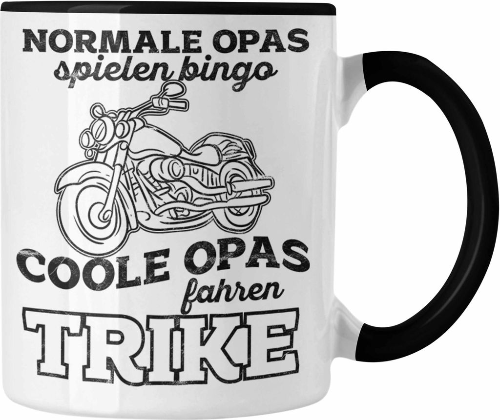 Trendation - Tasse für Opa Geschenk für Trike Fahrer Geschenkidee Lustig (Schwarz)