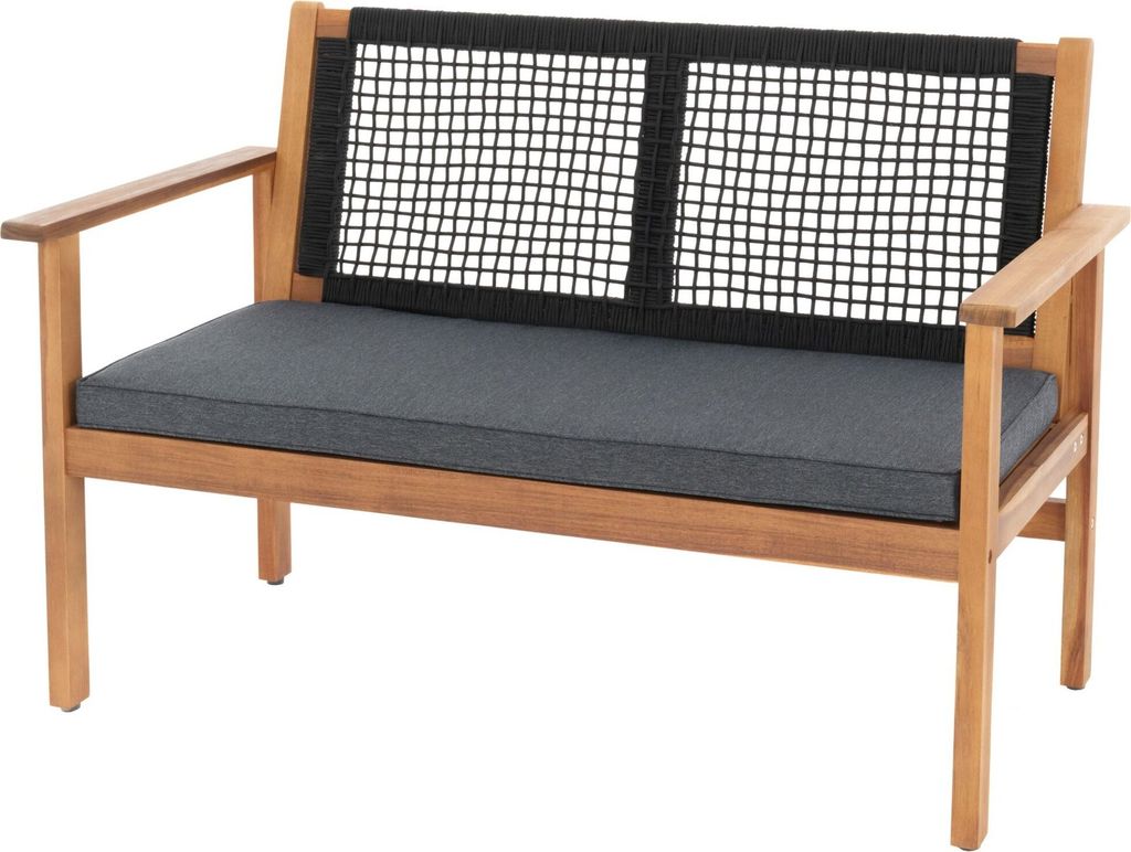 di volio Gartenbank Teracina - schwarz, 120 cm, aus em Akazienholz, wetterfest & bequem, für Garten, Balkon und Terrasse