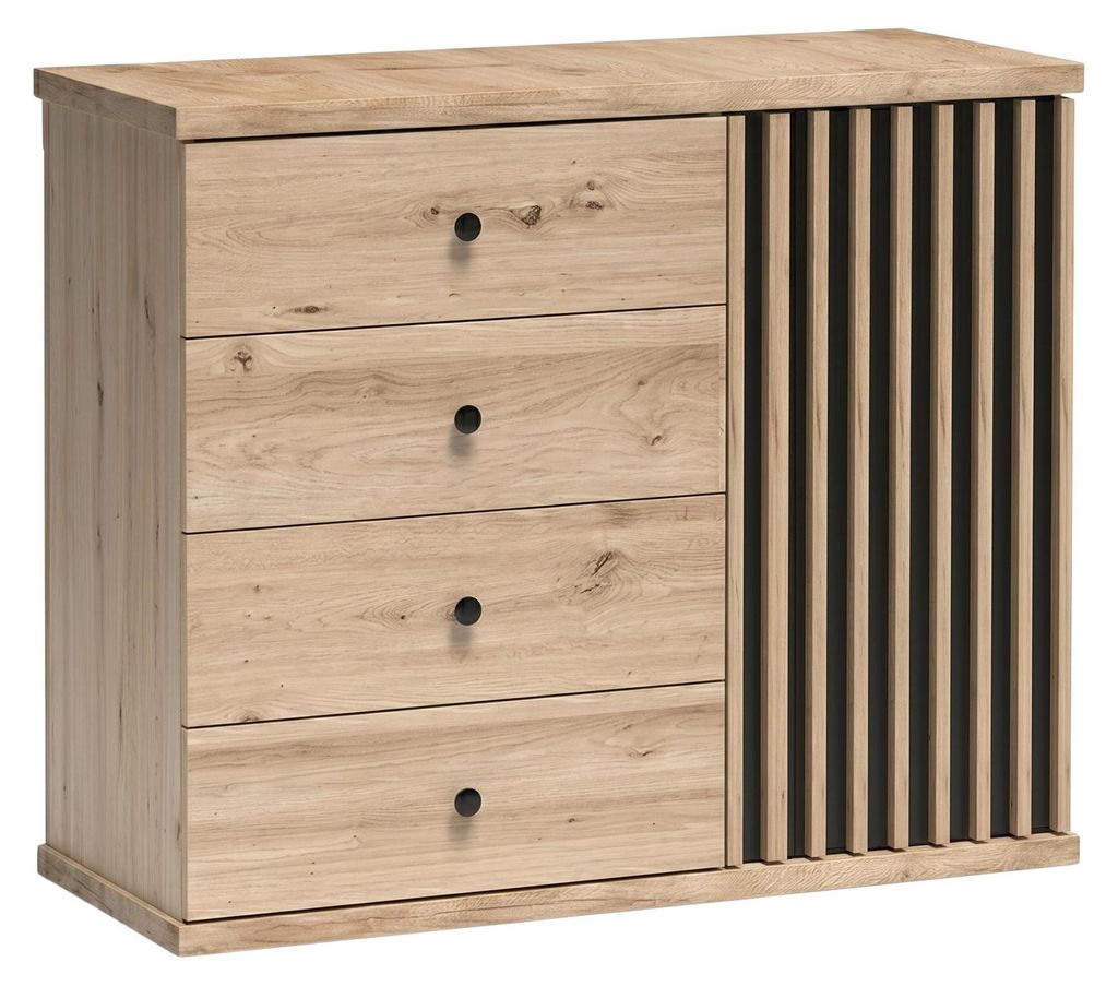 Sideboard - 102x85 cm - Artisan Eiche - Lamellen Optik - Produktbild 