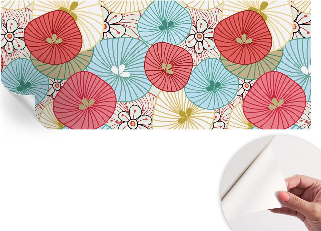 Selbstklebende Wandtapete - Dekorative Tapete für Wohnzimmer - Klebefolie für Wandbilder - Tapetenfolie für Wanddekoration - 208x146 cm - Blumen...
