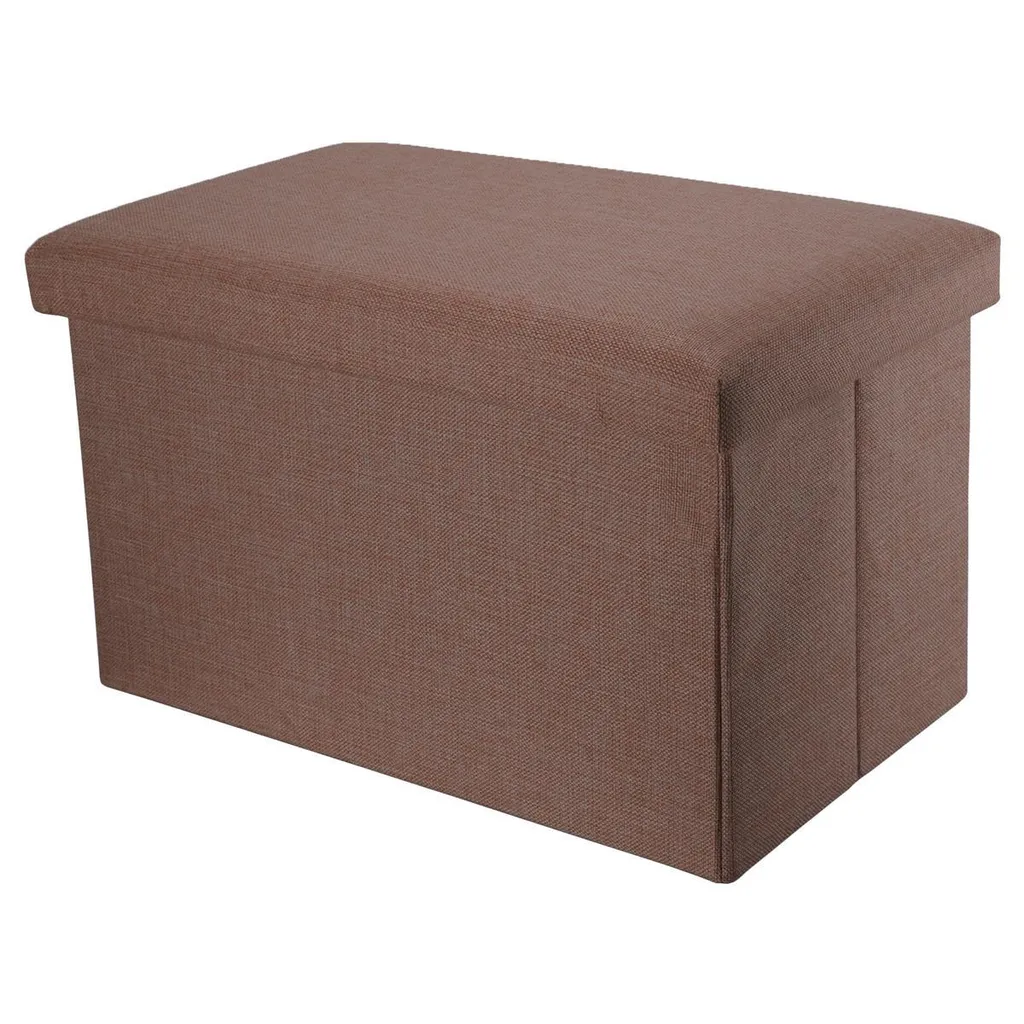 Panca Pieghevole Intirilife 49x30x30 cm Cubo Seduta Contenitore Lino