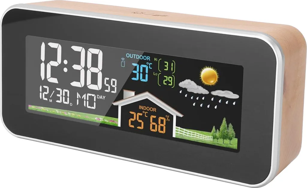 Station météo domestique avec réveil et thermomètre sans fil intérieur - 6