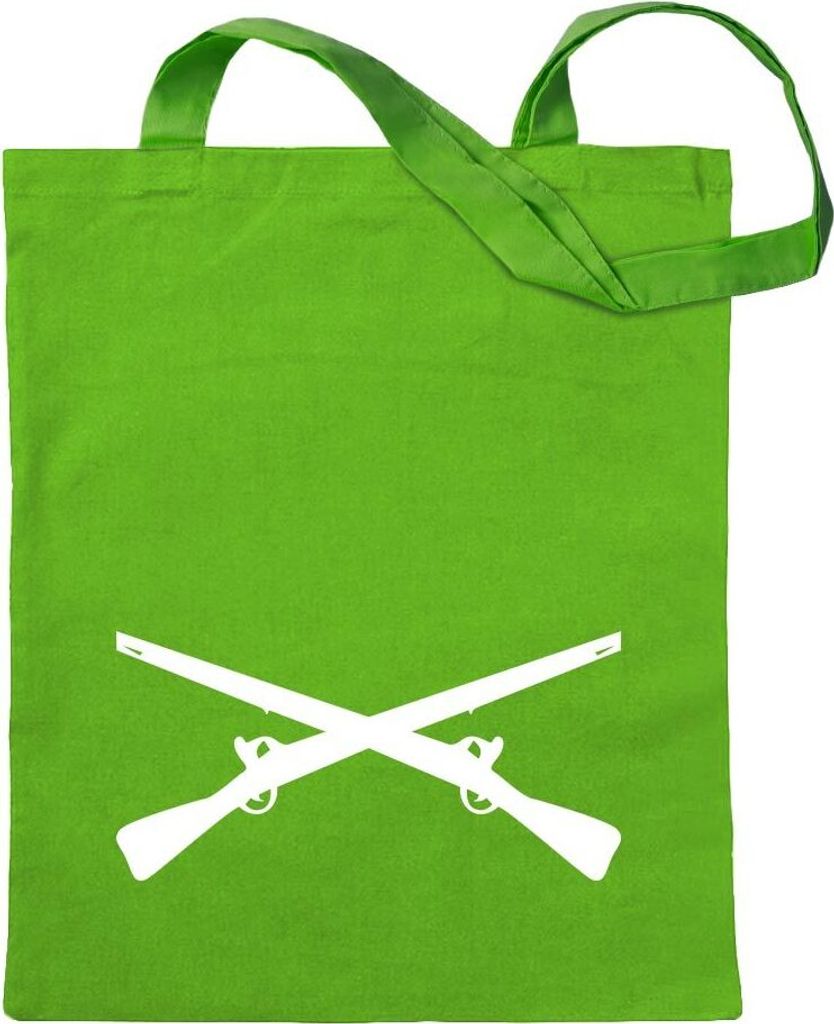 Kiwistar - Baumwolltasche - hellgrün - gekreuzte Gewehre - Tragetasche Stoffbeutel Umhängetasche langer Henkel