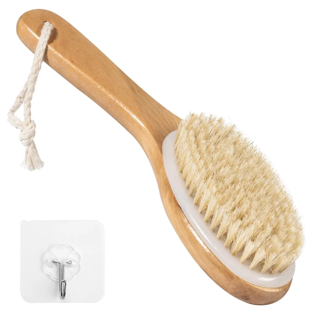 Brosse pour le corps sous la douche avec long manche courbé ergonomique