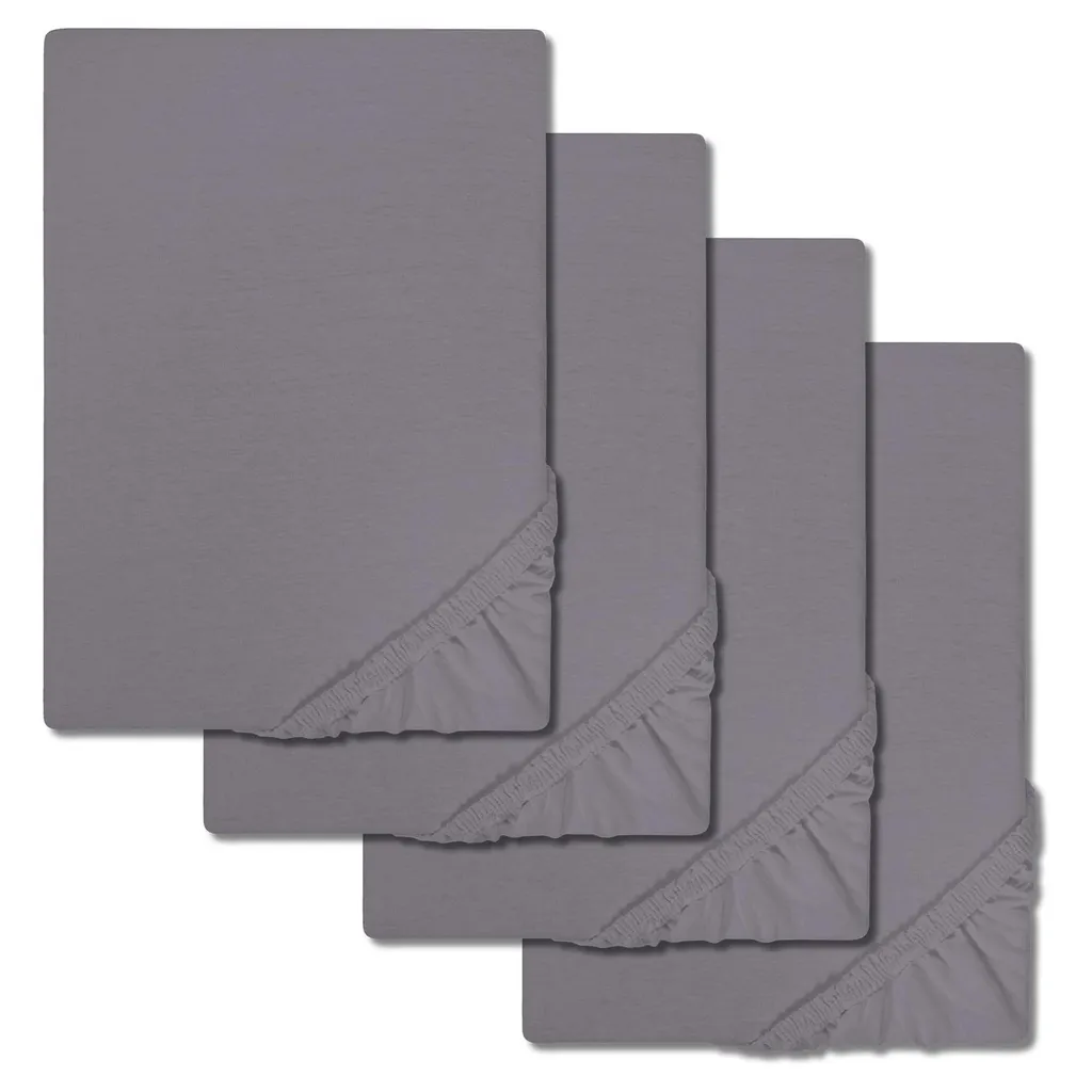 CloudComfort Basic: Set 4 Lenzuola Elastiche Jersey Antracite 160x200