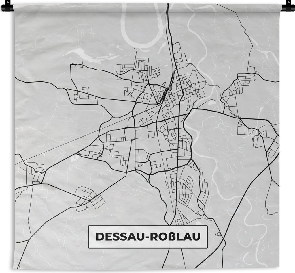 MuchoWow Wandteppich Wandbehang Deutschland - Karte - Dessau-Roẞlau - Stadtplan 120x120 cm Tapisserie Dekoration Wandtuch - Modern - Baumwollge...