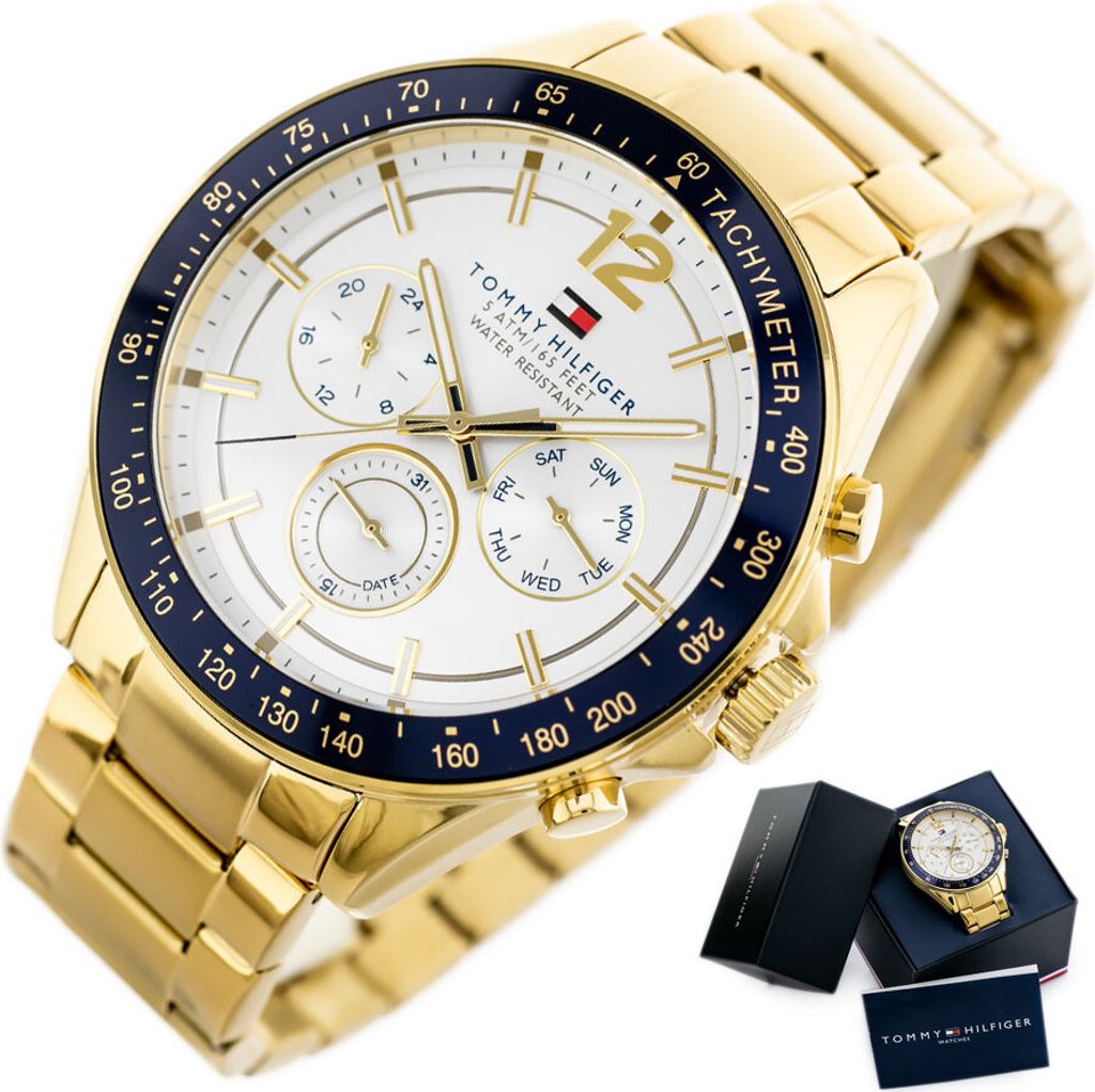 Goldfarben Edelstahlarmband Tommy Hilfiger Herren Analog Quarz
