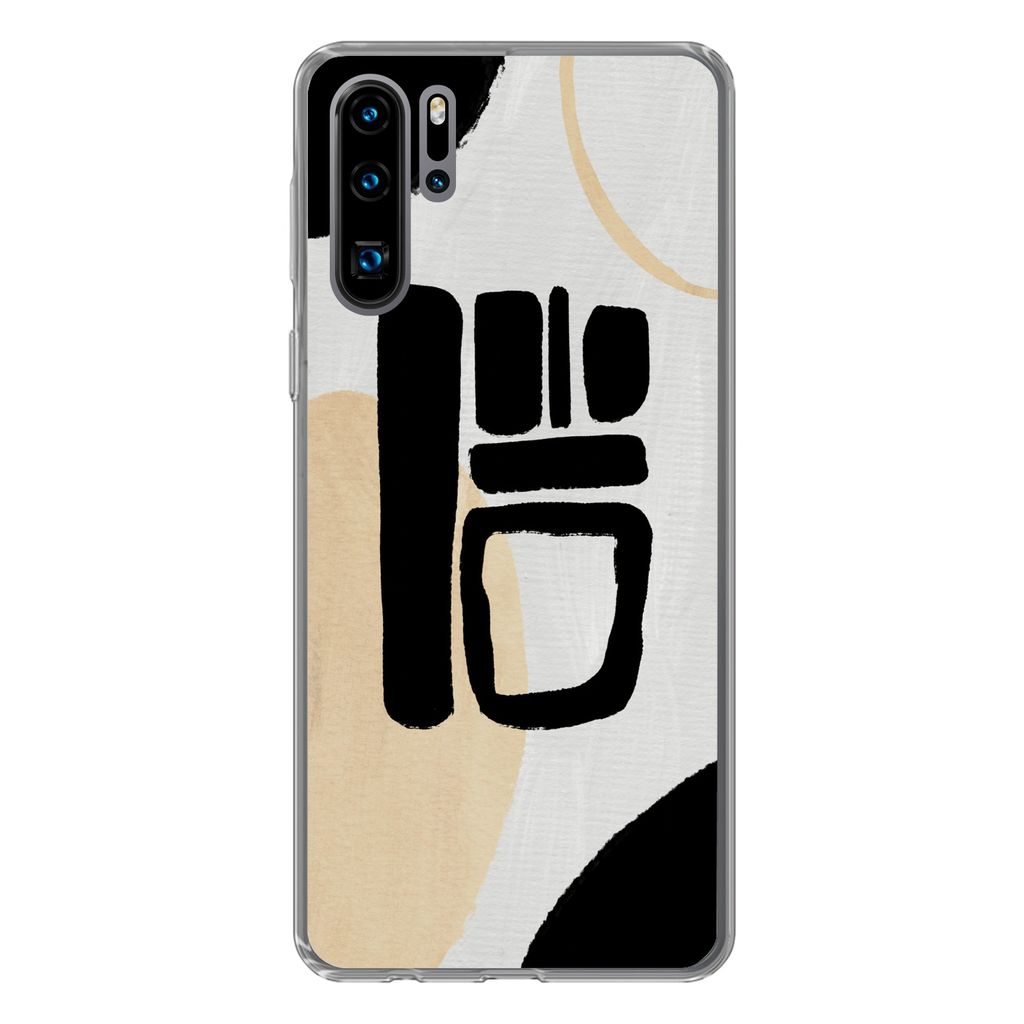 MuchoWow Handyhülle Schutzhülle Hülle für Huawei P30 Pro Schwarz - Kreis - Abstrakt Silikon Softcase Handy Hülle - Schutzdeckel