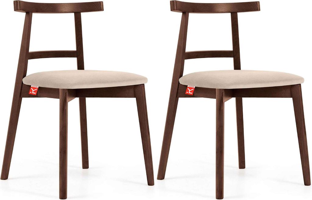 KONSIMO Esstischstühle 2 St "LILIO", Creme, Buchenholz, Vintage, 47x76,5x45cm