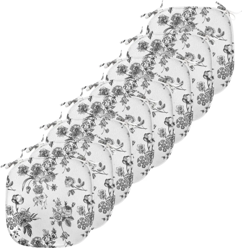Coussins de Chaise Anti-Taches et Confortables, Set de 8 Noir et Blanc