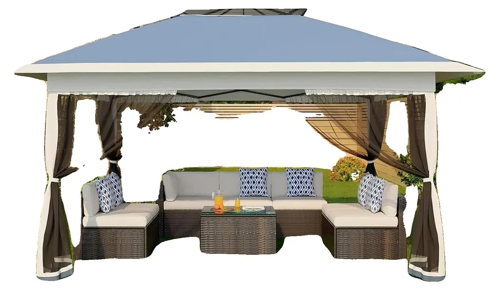 Tonnelle Facile à Monter 3x3 m, Pavillon Étanche contre Pluie et Soleil