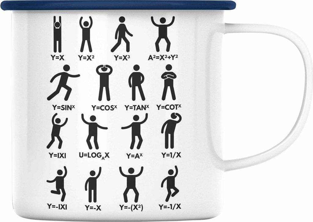 Trendation - Mathe Gleichungen Lustige Emaille Tasse Geschenk Mathelehrer Mathematik Spruch (Blau)