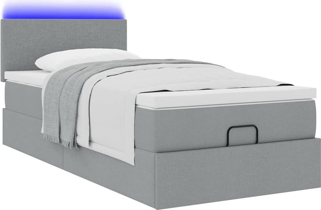 Eleganter Möbel Ottomane Bett mit Matratze & LEDs Hellgrau 80x200cm Stoff - CJG805588 - Klassische BettenJugendbett Tagesbett