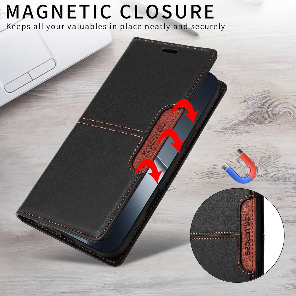 Custodia Xiaomi 14T Pro in Pelle: Wallet Case con Stand e Slot Carte - 4