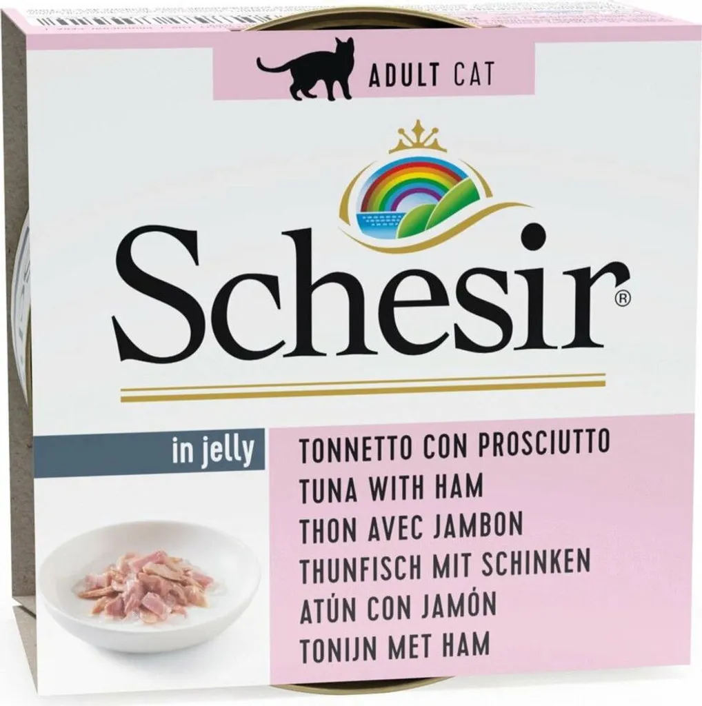 Schesir Jelly thon-jambon 85g : pâtée premium en gelée pour chat adulte