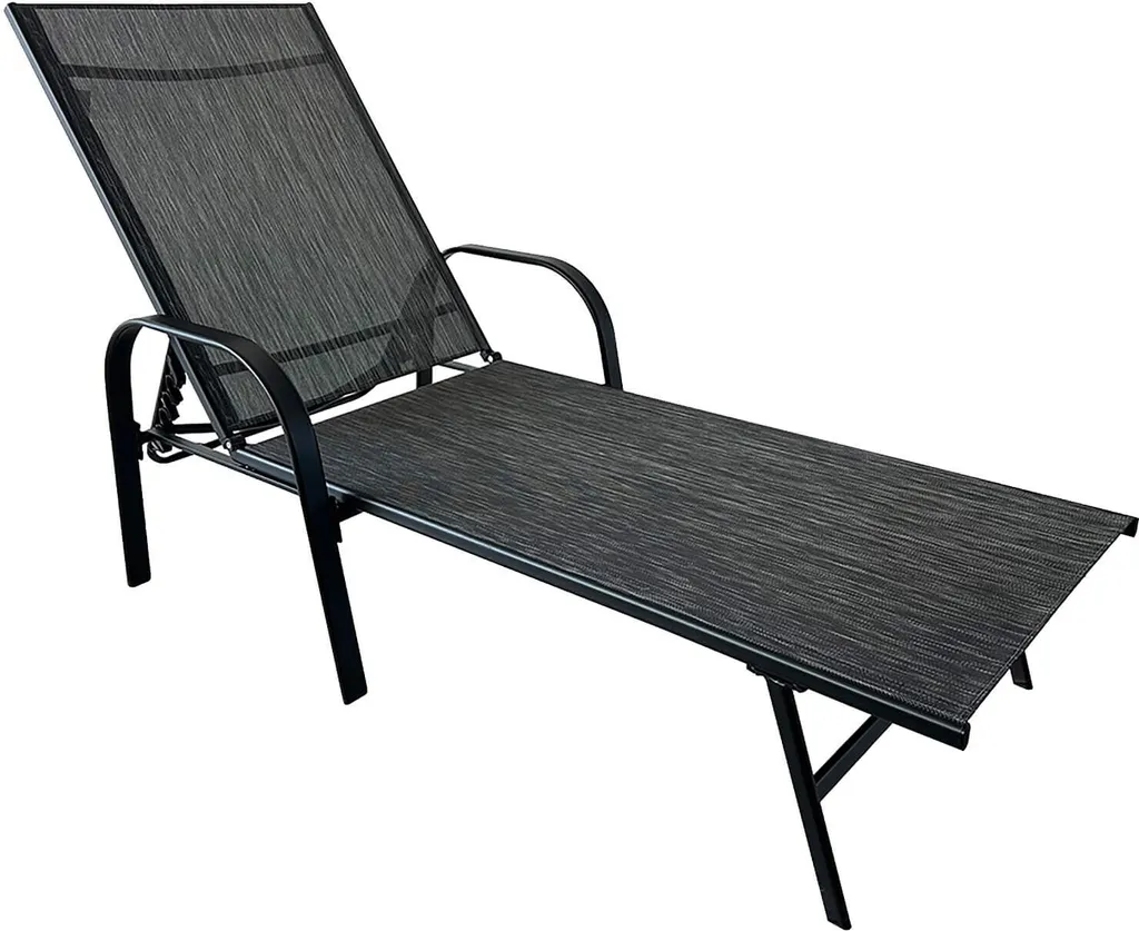 Chaise Longue Rebecca Mobili Oriri 95x195 cm en Acier et Polyester Gris