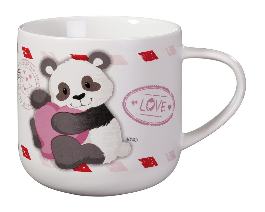 NICI Tasse Love Panda & Schmetterling 420ml 9,5x9,5cm - weiß - Teetasse Kaffee-Tasse Porzellantasse Henkeltasse Tasse Mug mit Henkel für Kalt- un...