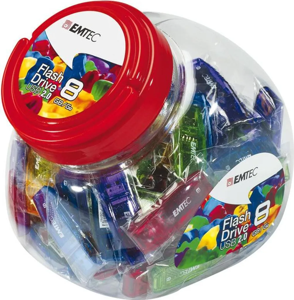 Clé USB 8 Go EMTEC C410 USB 2.0 Candy Jar lot de 80 pièces colorées