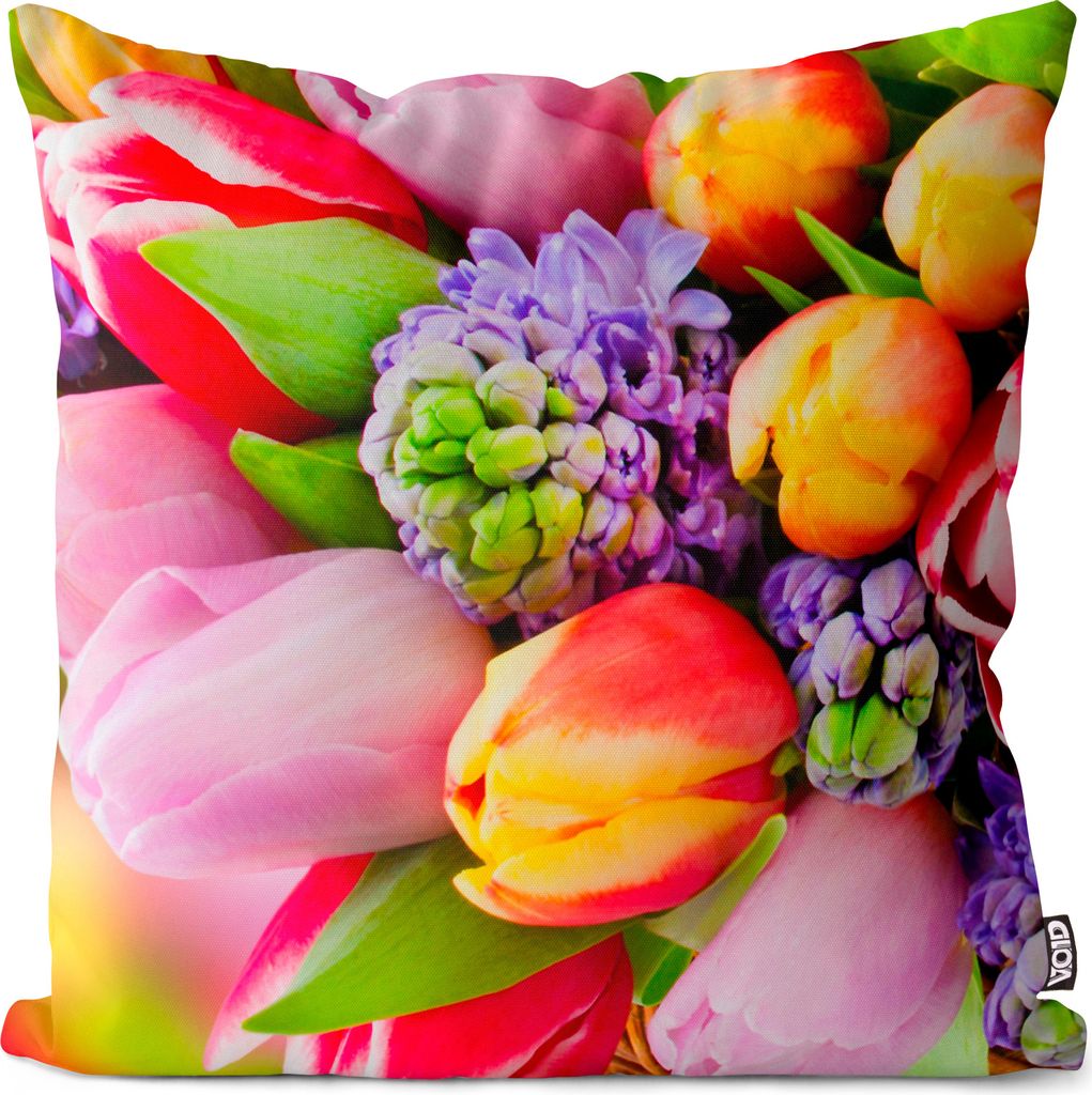 VOID Blumenstrauß Frühling Tulpen Kissenbezug Kissenhülle Sofakissen Kissen Deko Outdoor-Kissen Dekokissen