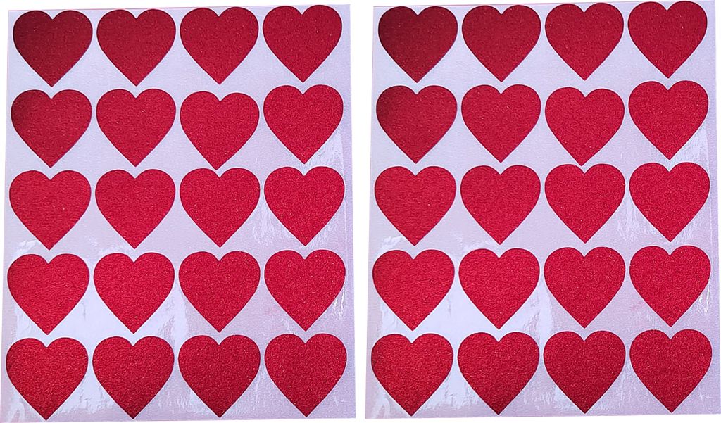 40 PCs Valentinstag Aufkleber Herzform glänzender Pulverkleber Große klebrige klebrige abnehmbare dekorative Feste Farbe Vorhandensein Karten Ges...