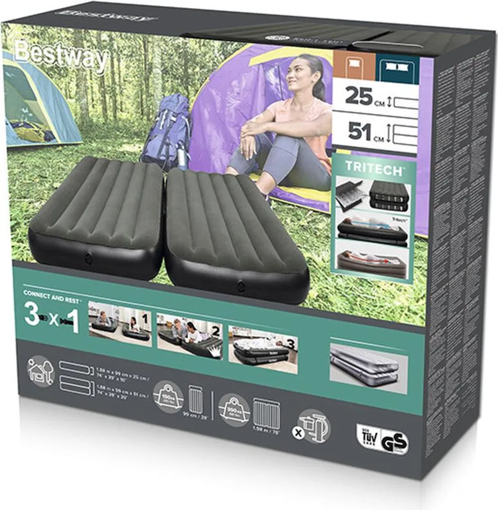 Matelas de Camping Gonflable Modulable Bestway avec Connexion Zippée - 3