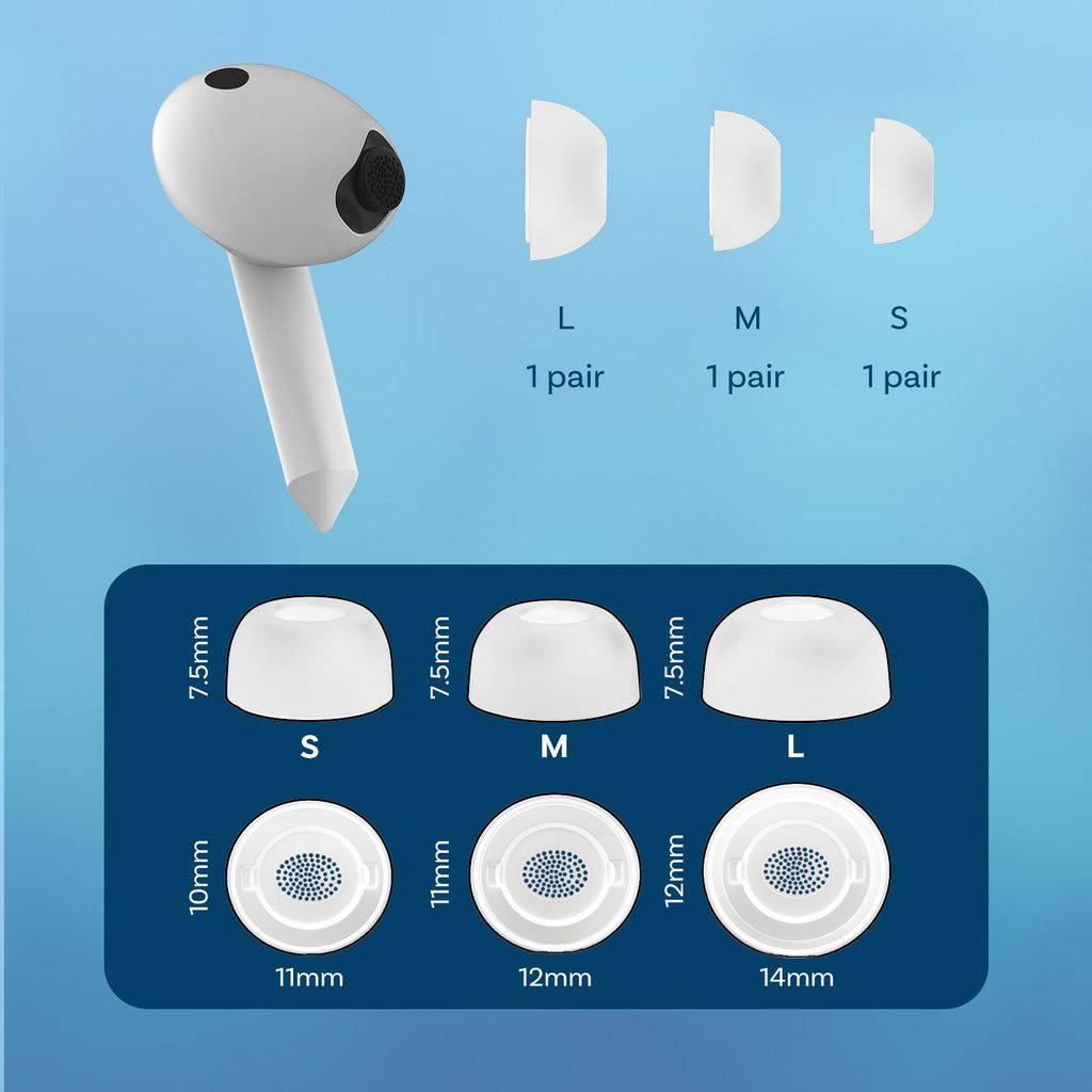 Ersatz-Ohrstöpsel für Samsung Galaxy Buds 3 Pro – 3 Paare (S/M/L) – Weiß