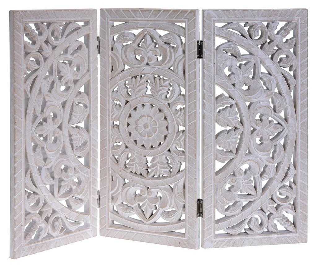 Holzornament weiß 60x45 cm Fensterdeko Shabby Landhaus Mandala