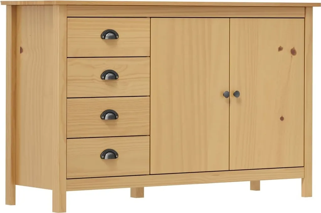 Meuble de rangement Hill 130 cm en pin massif miel pour salle à manger