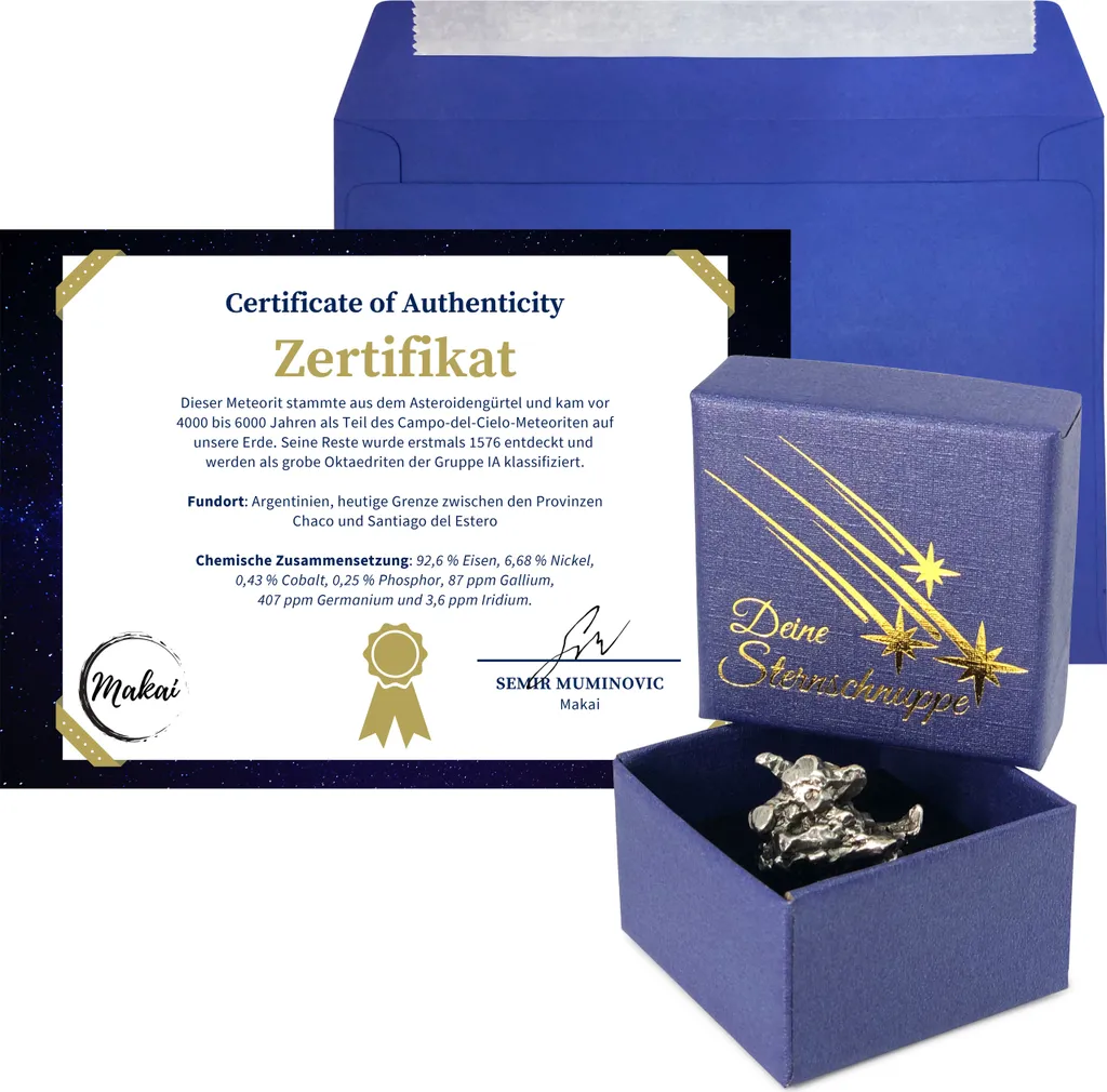Cadeau Insolite Météorite Makai 15g : Étoile Filante et Coffret Dédié