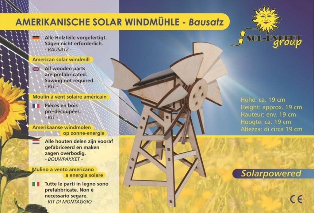 Amerikanischer Modellbausatz aus Holz, Solarbetrieben, vorgefertigt, 190mm Höhe