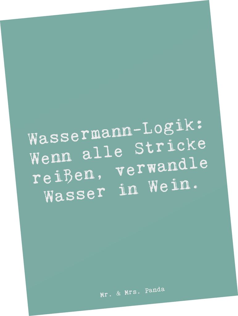 Mr. & Mrs. Panda Grußkarte Spruch Wassermann Logik - Meeresbrise - Geschenk, Unkonventionalität, Horoskop, Einfallsreichtum, Lebensmaxime, Kunstk...