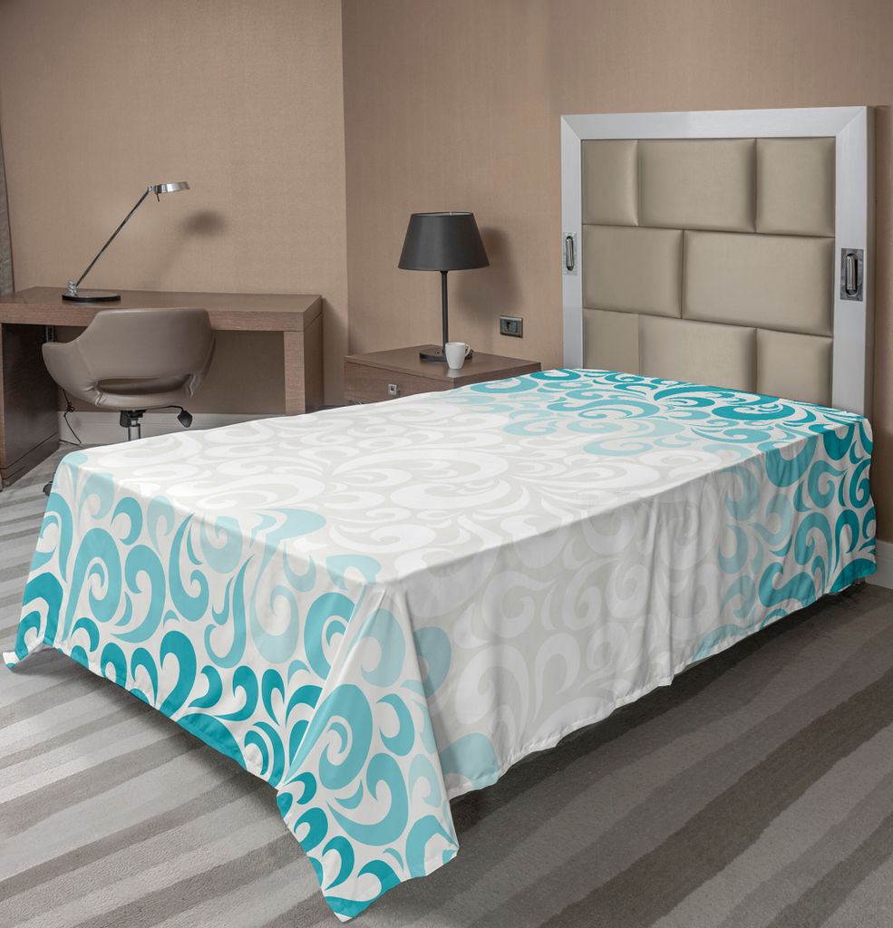 ABAKUHAUS Türkis Bettlaken, Abstraktes Blumenblumen Muster klassische künstlerische Design Illustration, weiches bequemes oberes Bettlaken für e...