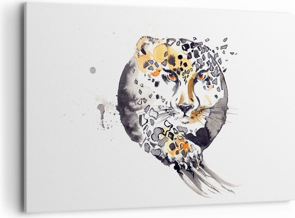 Bild auf Leinwand - Leinwandbild - Katze Orb Tierwelt Geparden - 120x80cm - Wand Bild - Wanddeko - Leinwanddruck - Bilder - Kunstdruck - Wanddekora...