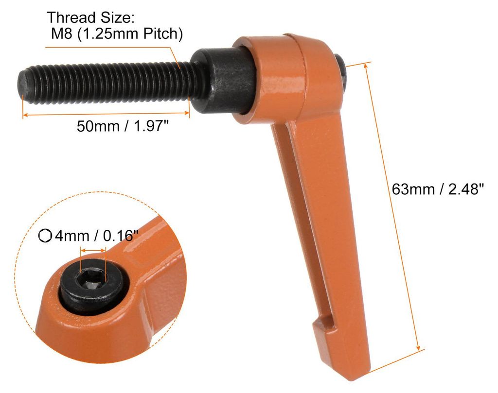 4 Stš¹ck Klemmhebel Griff M8 x 50mm Au?engewinde Schrauben Spritzbeschichter Kohlenstoffstahl Verstellbare Handgriffe Spannhebel Befestigung fš...