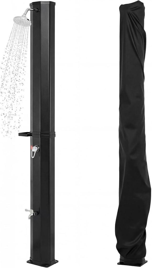 COSTWAY Zonneboiler douche, 60 liter, met afdekking. Productafbeelding 